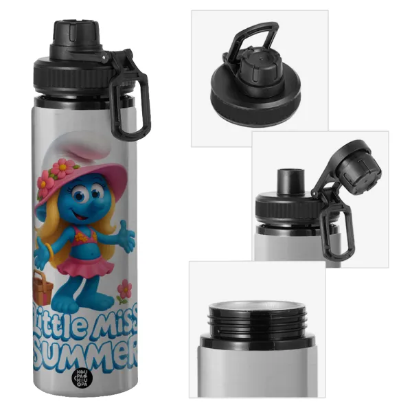 The Smurfs — Μεταλλικό παγούρι νερού με καπάκι ασφαλείας, αλουμινίου 850ml