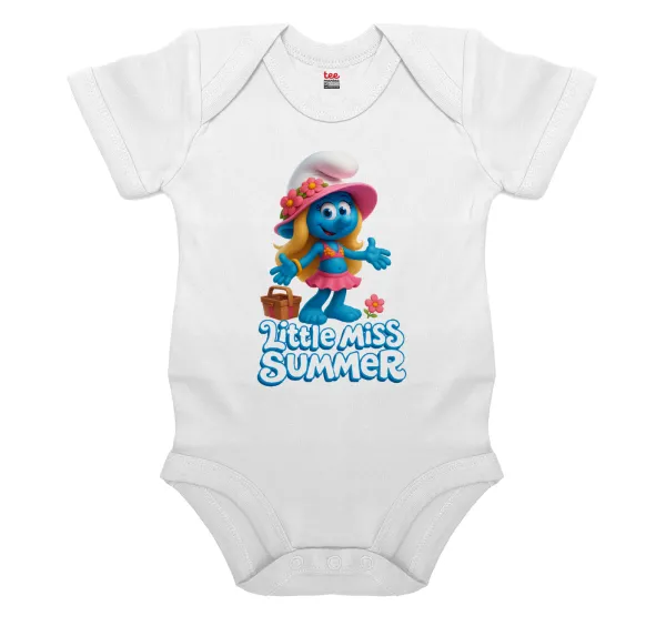 The Smurfs — Βρεφικό φορμάκι μωρού, 0-24 μηνών, ΛΕΥΚΟ, 100% Organic Cotton, κοντομάνικο