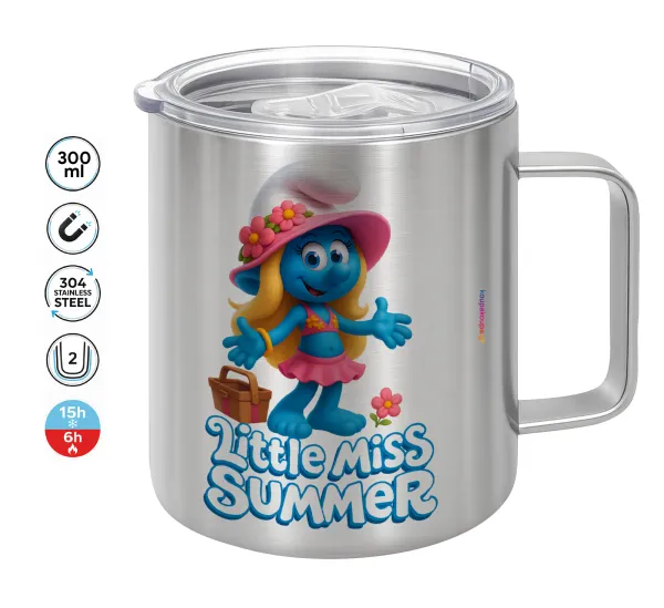 The Smurfs — Double-walled stainless steel mug 300ml with temperature-retaining lid