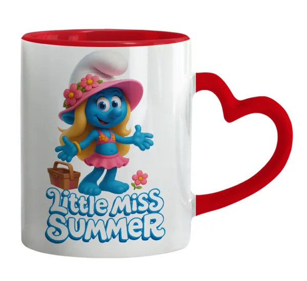 The Smurfs — Κούπα καρδιά χερούλι κόκκινη, κεραμική, 330ml