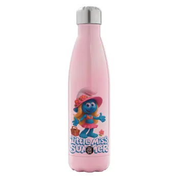 The Smurfs, Metal mug thermos Pink Iridiscent (Stainless steel), double wall, 500ml