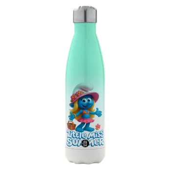 The Smurfs, Μεταλλικό παγούρι θερμός Πράσινο/Λευκό (Stainless steel), διπλού τοιχώματος, 500ml