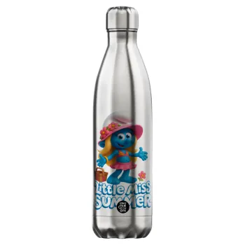 The Smurfs, Μεταλλικό παγούρι θερμός Inox (Stainless steel), διπλού τοιχώματος, 750ml