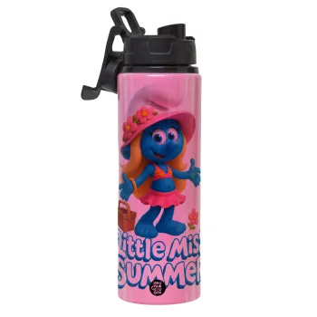 The Smurfs, Μεταλλικό παγούρι νερού με καπάκι ασφαλείας, αλουμινίου 850ml