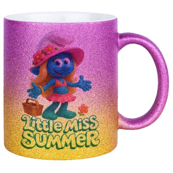 The Smurfs, Κούπα Χρυσή/Ροζ Glitter, κεραμική, 330ml