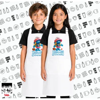 The Smurfs, Λευκή ΠΑΙΔΙΚΗ Ποδιά μακριά Σεφ ολόσωμη με τσέπες