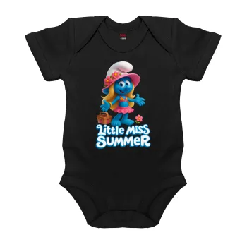 The Smurfs, Βρεφικό φορμάκι μωρού, 0-18 μηνών, ΜΑΥΡΟ, 100% Organic Cotton, κοντομάνικο