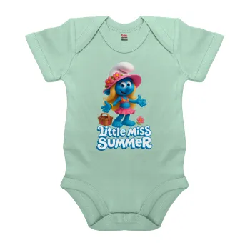 The Smurfs, Βρεφικό φορμάκι μωρού, 0-18 μηνών, mint (Μέντα), 100% Organic Cotton, κοντομάνικο