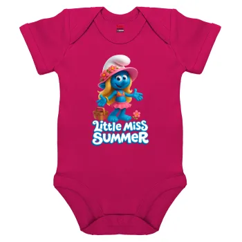 The Smurfs, Βρεφικό φορμάκι μωρού, 0-18 μηνών, ΡΟΖ, 100% Organic Cotton, κοντομάνικο