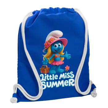 The Smurfs, Τσάντα πλάτης πουγκί GYMBAG Μπλε, με τσέπη (40x48cm) & χονδρά κορδόνια