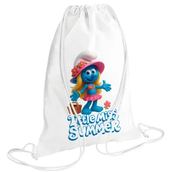 The Smurfs, Τσάντα πλάτης πουγκί GYMBAG λευκή (28x40cm)