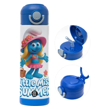 The Smurfs, Παιδικό παγούρι θερμό, ανοξείδωτο, με καλαμάκι ασφαλείας, ΜΠΛΕ (500ml)