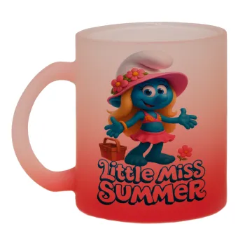 The Smurfs, Κούπα γυάλινη δίχρωμη με βάση το κόκκινο ματ, 330ml