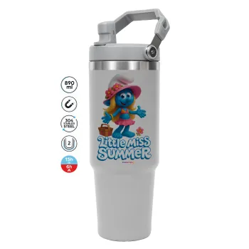 The Smurfs, ΓΚΡΙ χρώματος Θερμός Ανοξείδωτο 890ml (30oz) με χερούλι