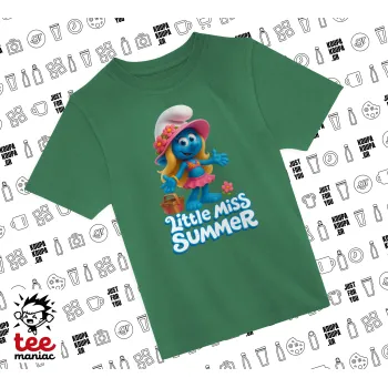 The Smurfs, Άνετο παιδικό T-Shirt ΠΡΑΣΙΝΟ από 100% βαμβάκι, για κάθε μέρα. Vegan & OEKO-TEX πιστοποιημένο.