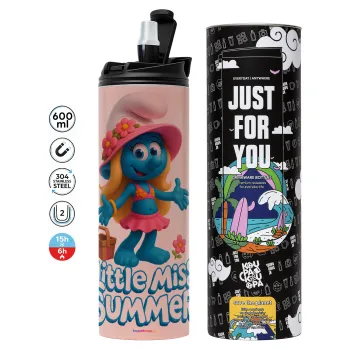The Smurfs, Tumbler ποτήρι θερμό ΡΟΖ από ανοξείδωτο ατσάλι 600ml
