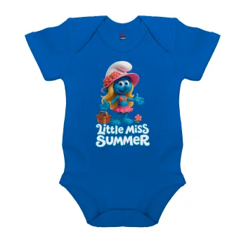 The Smurfs, Βρεφικό φορμάκι μωρού, Μπλε Κοβαλτίου, 100% Organic Cotton, κοντομάνικο
