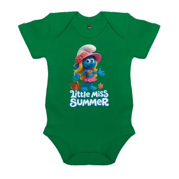 The Smurfs, Βρεφικό φορμάκι μωρού, ΠΡΑΣΙΝΟ, 100% Organic Cotton, κοντομάνικο