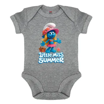 The Smurfs, Βρεφικό φορμάκι μωρού, 0-18 μηνών, ΓΚΡΙ ΜΕΛΑΝΖΕ, 100% Organic Cotton, κοντομάνικο