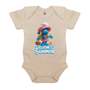 The Smurfs, Βρεφικό φορμάκι μωρού, 0-18 μηνών, Natural (Εκρού), 100% Organic Cotton, κοντομάνικο