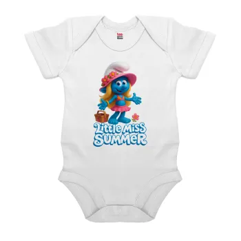 The Smurfs, Βρεφικό φορμάκι μωρού, 0-24 μηνών, ΛΕΥΚΟ, 100% Organic Cotton, κοντομάνικο