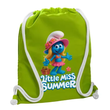 The Smurfs, Τσάντα πλάτης πουγκί GYMBAG LIME GREEN, με τσέπη (40x48cm) & χονδρά κορδόνια
