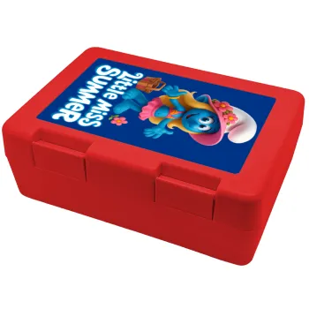 The Smurfs, Παιδικό δοχείο κολατσιού ΚΟΚΚΙΝΟ 185x128x65mm (BPA free πλαστικό)