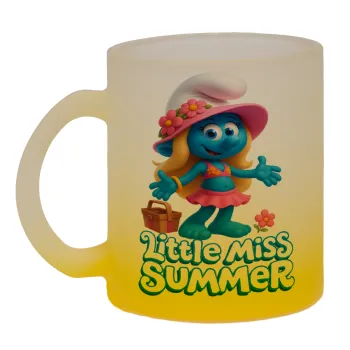 The Smurfs, Κούπα γυάλινη δίχρωμη με βάση το κίτρινο ματ, 330ml