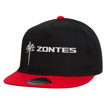 ZONTES, Καπέλο παιδικό Flat Snapback, Μαύρο/Κόκκινο (100% ΒΑΜΒΑΚΕΡΟ, ΠΑΙΔΙΚΟ, UNISEX, ONE SIZE)