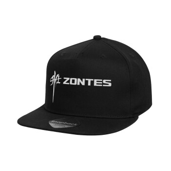 ZONTES, Καπέλο παιδικό Flat Snapback, Μαύρο (100% ΒΑΜΒΑΚΕΡΟ, ΠΑΙΔΙΚΟ, UNISEX, ONE SIZE)