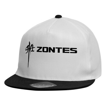 ZONTES, Καπέλο παιδικό Flat Snapback, Λευκό (100% ΒΑΜΒΑΚΕΡΟ, ΠΑΙΔΙΚΟ, UNISEX, ONE SIZE)