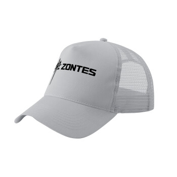 ZONTES, Adult Structured Trucker Hat, with Mesh, GRAY (100% COTTON, ADULT, UNISEX, ONE SIZE)