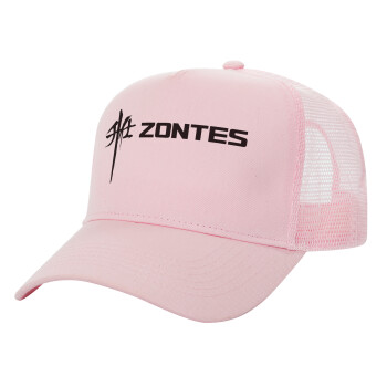 ZONTES, Structured Trucker Children's Hat, with Mesh, PINK (100% COTTON, CHILDREN'S, UNISEX, ONE SIZE)