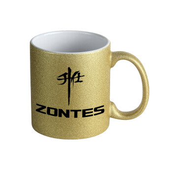 ZONTES, Κούπα Χρυσή Glitter που γυαλίζει, κεραμική, 330ml