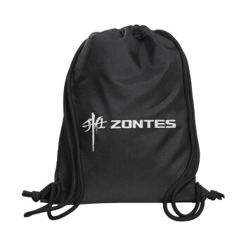 ZONTES, Τσάντα πλάτης πουγκί GYMBAG Μαύρη, με τσέπη (40x48cm) & χονδρά κορδόνια