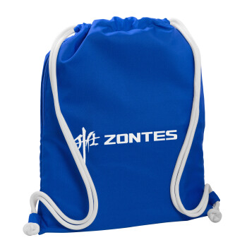 ZONTES, Τσάντα πλάτης πουγκί GYMBAG Μπλε, με τσέπη (40x48cm) & χονδρά κορδόνια