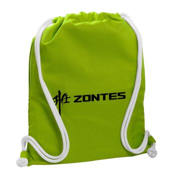 ZONTES, Τσάντα πλάτης πουγκί GYMBAG LIME GREEN, με τσέπη (40x48cm) & χονδρά κορδόνια