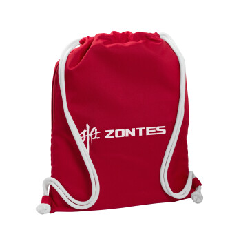 ZONTES, Τσάντα πλάτης πουγκί GYMBAG Κόκκινη, με τσέπη (40x48cm) & χονδρά κορδόνια