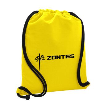 ZONTES, Backpack pouch GYMBAG Yellow, with pocket (40x48cm) & thick cords
