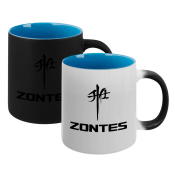 ZONTES, Κούπα Μαγική εσωτερικό μπλε, κεραμική 330ml που αλλάζει χρώμα με το ζεστό ρόφημα