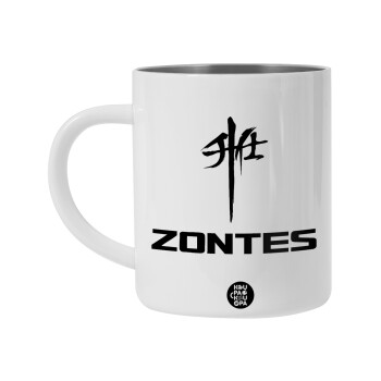 ZONTES, Λευκή Ανοξείδωτη Μεταλλική Κούπα 450ml - Διπλού Τοιχώματος 