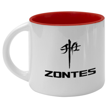ZONTES, Κούπα κεραμική 400ml Λευκή/Κόκκινη