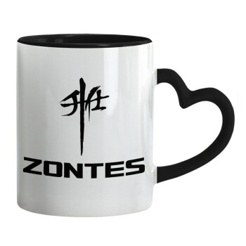ZONTES, Mug heart black handle, ceramic, 330ml