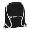 Backpack pouch GYMBAG Black, with pocket (40x48cm) & thick white cords
