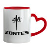 Mug heart red handle, ceramic, 330ml
