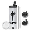 Travel Tumbler 2 Lids, with metal straw & cleaning brush (Stainless steel 304 Food grade, BPA free, 600ml)