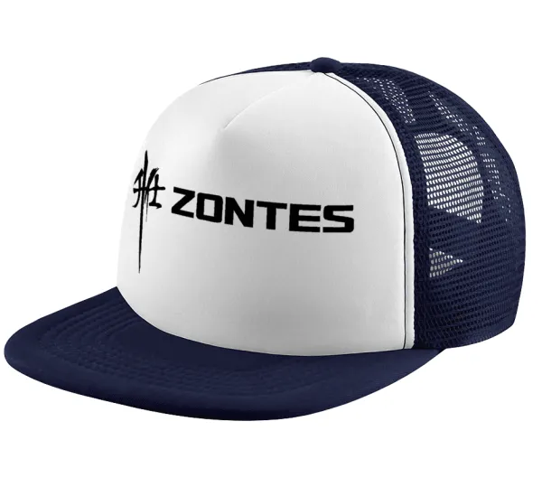 ZONTES — Adult Soft Trucker Hat with Dark Blue/White Mesh (POLYESTER, ADULT, UNISEX, ONE SIZE)