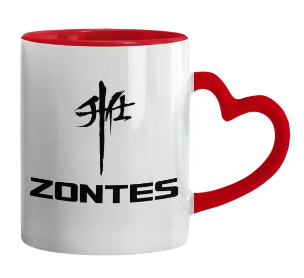 ZONTES — Mug heart red handle, ceramic, 330ml