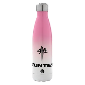 ZONTES, Metal mug thermos Pink/White (Stainless steel), double wall, 500ml