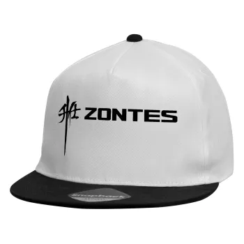 ZONTES, Καπέλο παιδικό Flat Snapback, Λευκό (100% ΒΑΜΒΑΚΕΡΟ, ΠΑΙΔΙΚΟ, UNISEX, ONE SIZE)